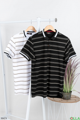 Men's black striped polo shirt