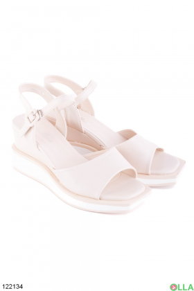 Women's light beige platform sandals