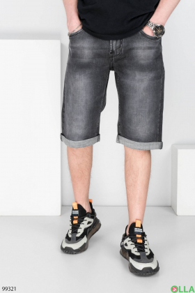 Чоловічі темно-сірі джинсові шорти