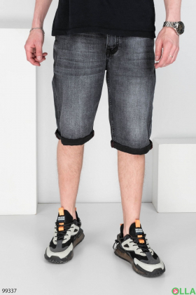 Men's dark gray denim shorts