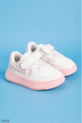 Бело-розовые кроссовки для девочек