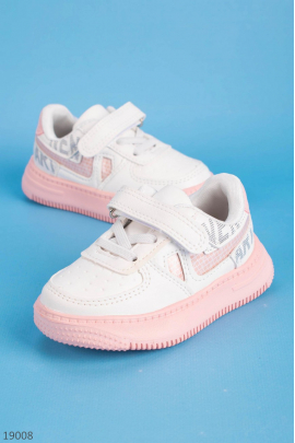 Біло-рожеві кросівки для дівчаток