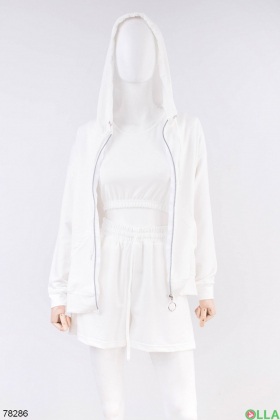 Женский белый спортивный костюм-тройка