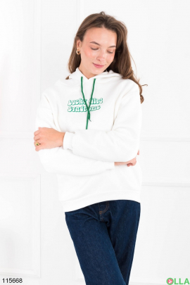 Women's white hoodie with inscription