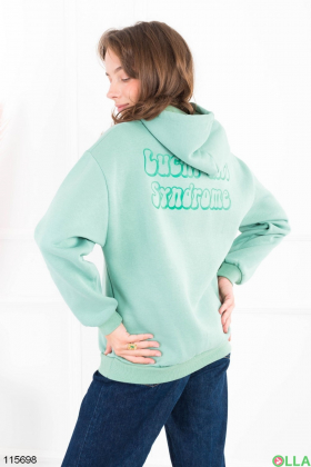 Women's green hoodie with inscription