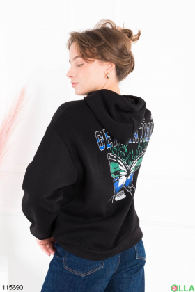 Women's black hoodie with inscription