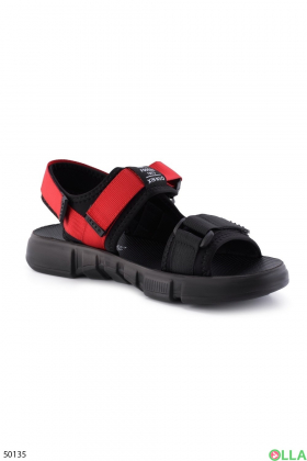 Чоловічі сандалі чорно-червоного кольору