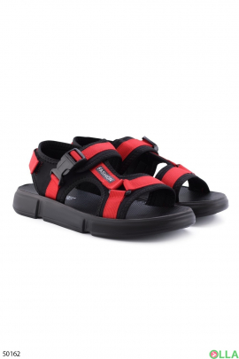 Чоловічі сандалі чорно-червоного кольору