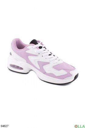 Women's Pink and White Eco Leather Sneakers