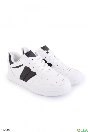 Men's black and white sneakers made of eco-leather