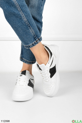 Жіночі чорно-білі кросівки із еко-шкіри