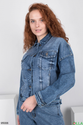 Женская синяя джинсовая куртка