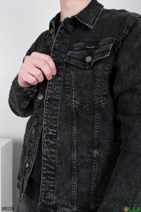 Мужская черная джинсовая куртка