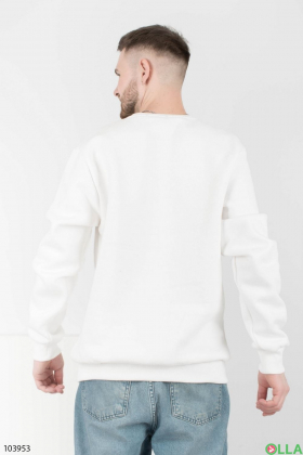 Men's white sweatshirt with fleece