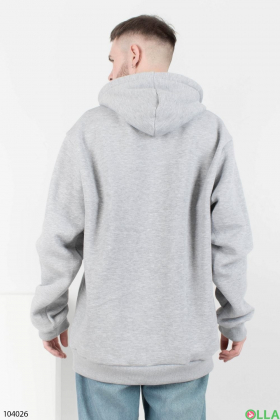 Men's gray winter hoodie with a zipper
