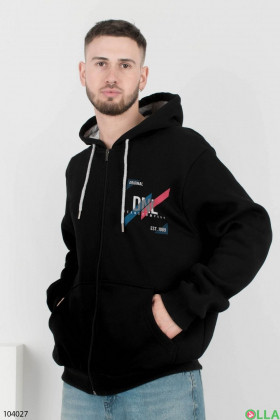 Men's black winter hoodie with a zipper