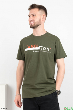 Мужская футболка цвета хаки с надписью