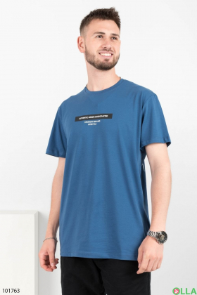Мужская синяя футболка с надписью