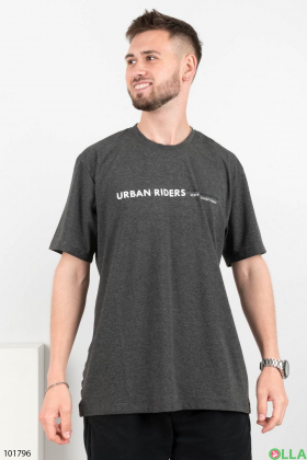 Мужская темно-серая футболка с надписью