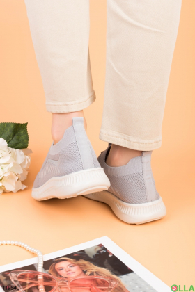 Women's gray textile sneakers