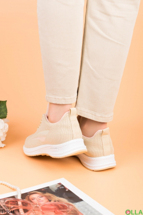 Жіночі світло-бежеві кросівки з текстилю