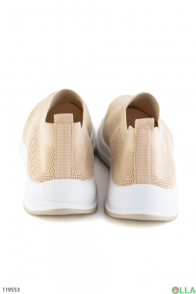 Women's light beige textile sneakers