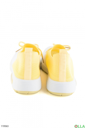 Women's white and yellow textile sneakers