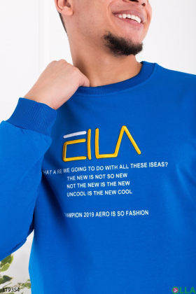 Men's blue sweatshirt with inscription