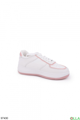 Жіночі білі кросівки з рожевими вставками