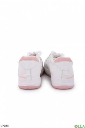 Жіночі білі кросівки з рожевими вставками