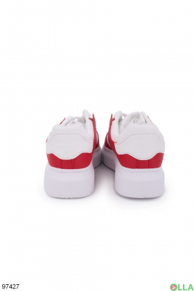 Women's red and white sneakers