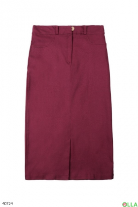 Women's burgundy midi skirt