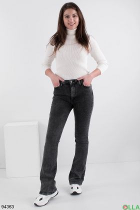 Women's gray flared jeans