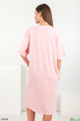 Жіноча рожева трикотажна сукня з написом