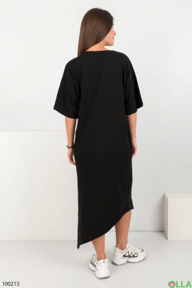 Жіноча чорна трикотажна сукня з написом
