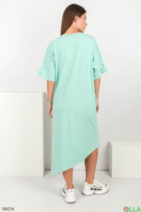 Жіноча бірюзова трикотажна сукня з написом