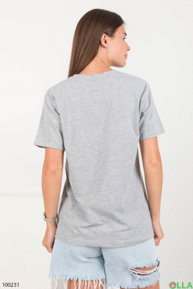 Женская серая футболка с надписью
