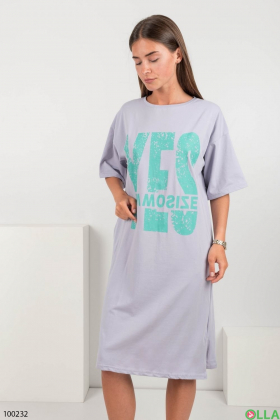 Women's lilac knitted dress with an inscription