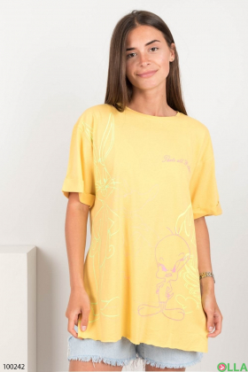 Жіноча жовта футболка з малюнком