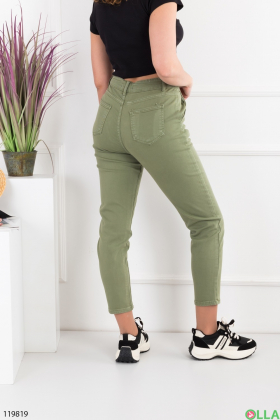 Жіночі зелені брюки-скінні