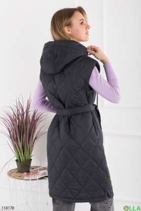 Women's dark gray vest with hood