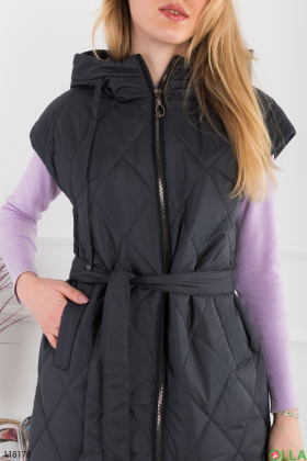 Women's dark gray vest with hood