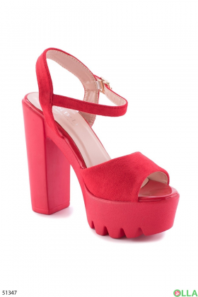 Women's red sandals with heels