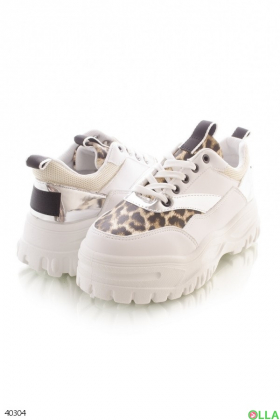 Women's sneakers with leopard insert