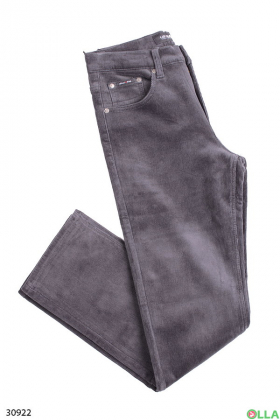 Мужские джинсы серого цвета на флисе