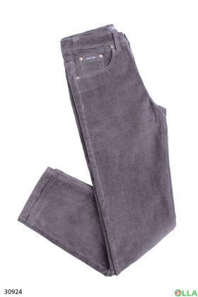 Мужские джинсы серого цвета на флисе