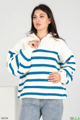 Жіночий синьо-білий светр у смужку