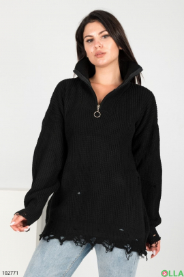 Жіночий чорний светр на блискавці