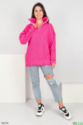 Жіночий рожевий светр на блискавці