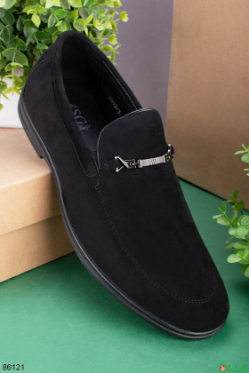 Чоловічі чорні туфлі з еко-замші